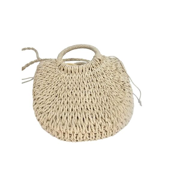 Half Round Woven Women's Straw Crossbody Bag - Picture 7 of 8